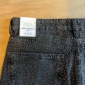 Zara Black Studded Mid Rise Jeans